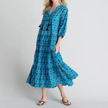 Pink Chicken Indira Dress - Azure Posey Block Print