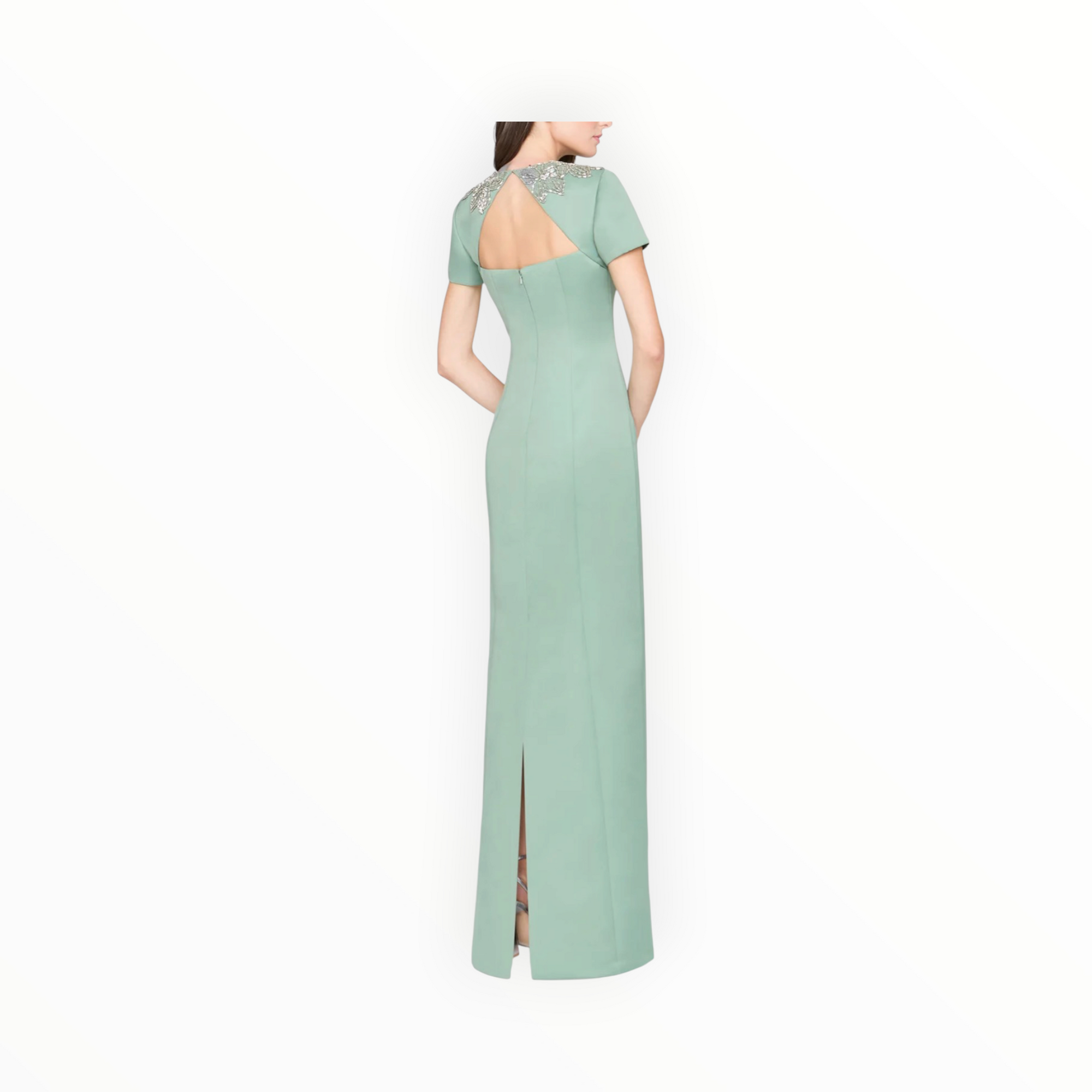 THEIA Sorelia Floral Beaded Gown - Whispering Sage