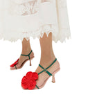 Loeffler Randall Frank Moiré Flower Sandal - Red/Green