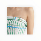 Du Paradis Marseille Stripe Strapless Fit & Flare Sundress - Ocean Green Stripe