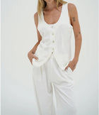 LNA Long Line Linen Vest - Whisper White