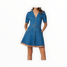 Shoshanna Classic Wash Denim W/Trim Payton Dress