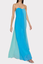 MILLY Sunset Stripe Strapless Dress - Blue Multi