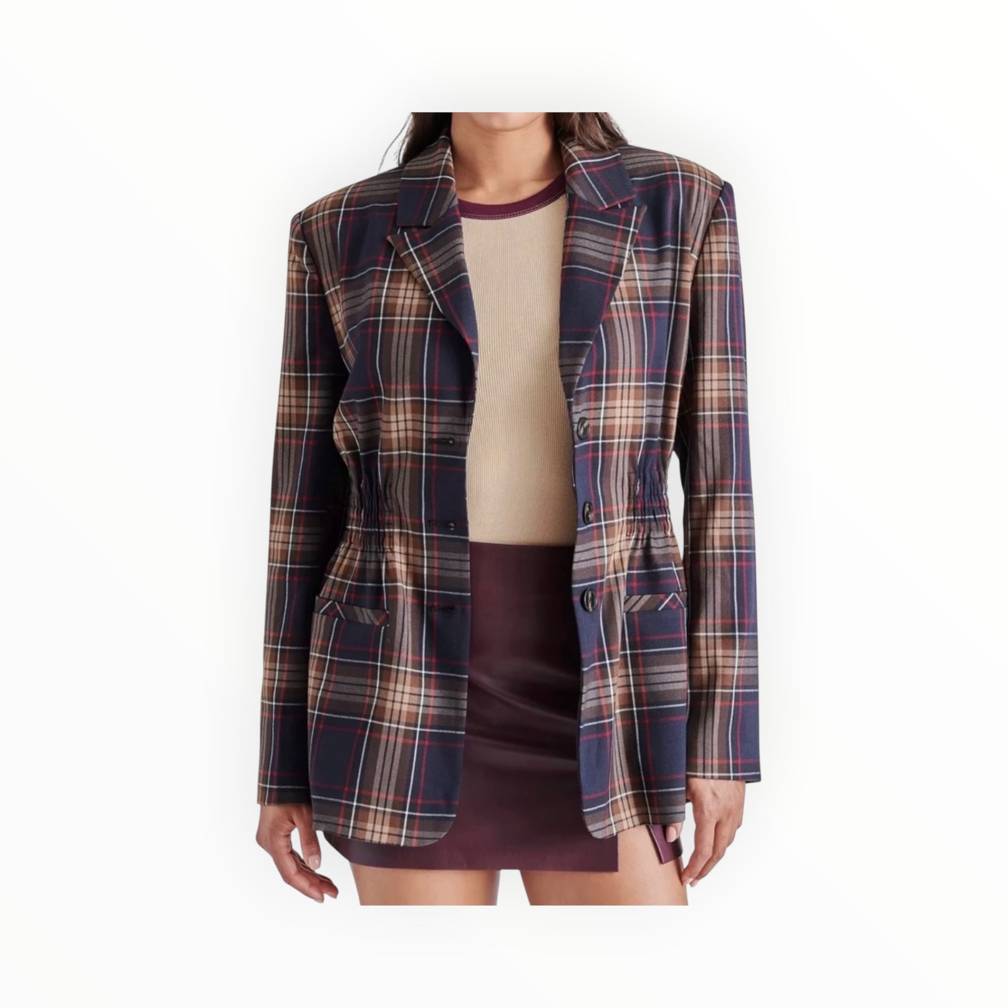Steve Madden The Frida Blazer - Navy Plaid