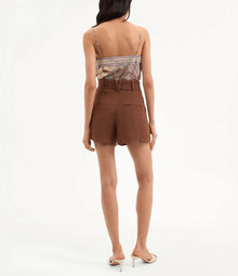 Veronica Beard Piper Stretch-Linen Short - Chicory