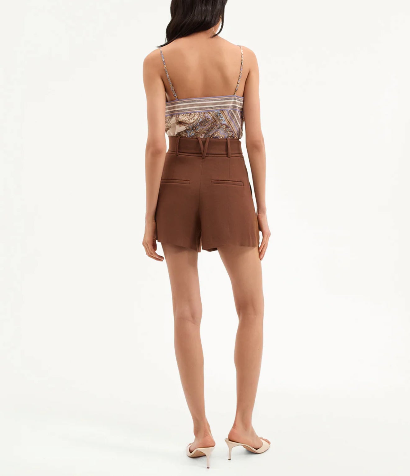 Veronica Beard Piper Stretch-Linen Short - Chicory