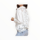 Jessie Liu Cotton Shirt with 3-D Applique Lace Back - White