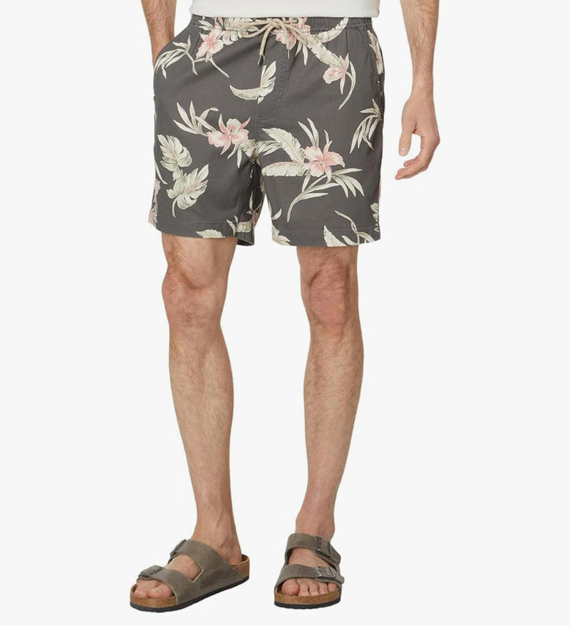 Faherty Essential Drawstring Shorts 6.5" - Charcoal Island Air Orchid