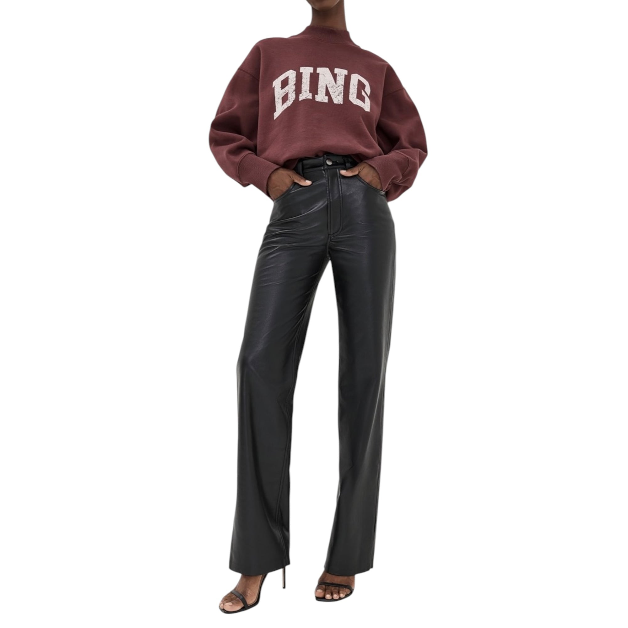 Anine Bing Roy Recycled Leather Pants - Black