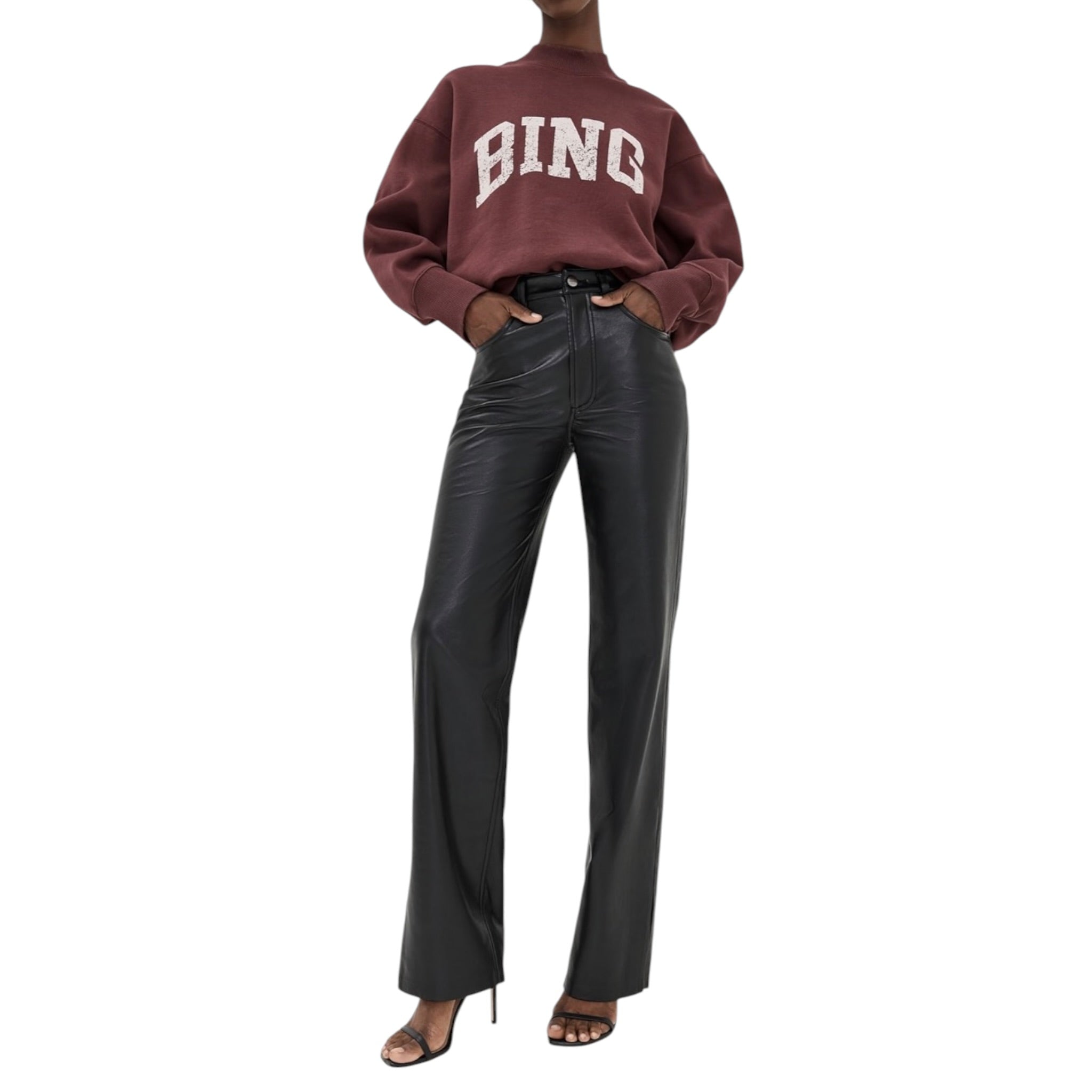 Anine Bing Roy Recycled Leather Pants - Black