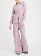 SPRWMN Pink Indigo Striped Linen Easy Pants