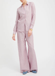 SPRWMN Pink Indigo Striped Linen Easy Pants