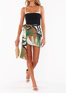 Show Me Your Mumu Iva Bow Skirt - Caribbean Palms