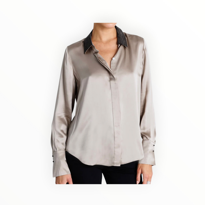 go> BY GOSILK Go Le Blouse Beaded - Champagne