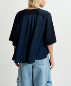 Essentiel Antwerp T-Shirt W/Satin Back Panel - Navy Blue