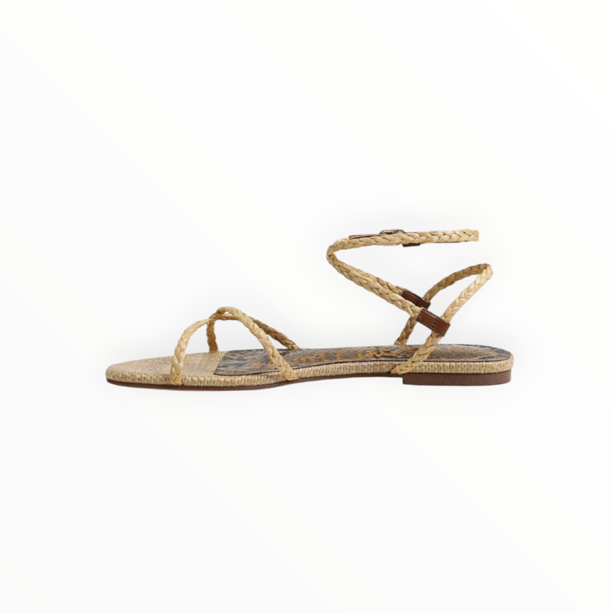 Sam Edelman Ellina Braid Flat Sandal - Natural Beige Faux Raffia
