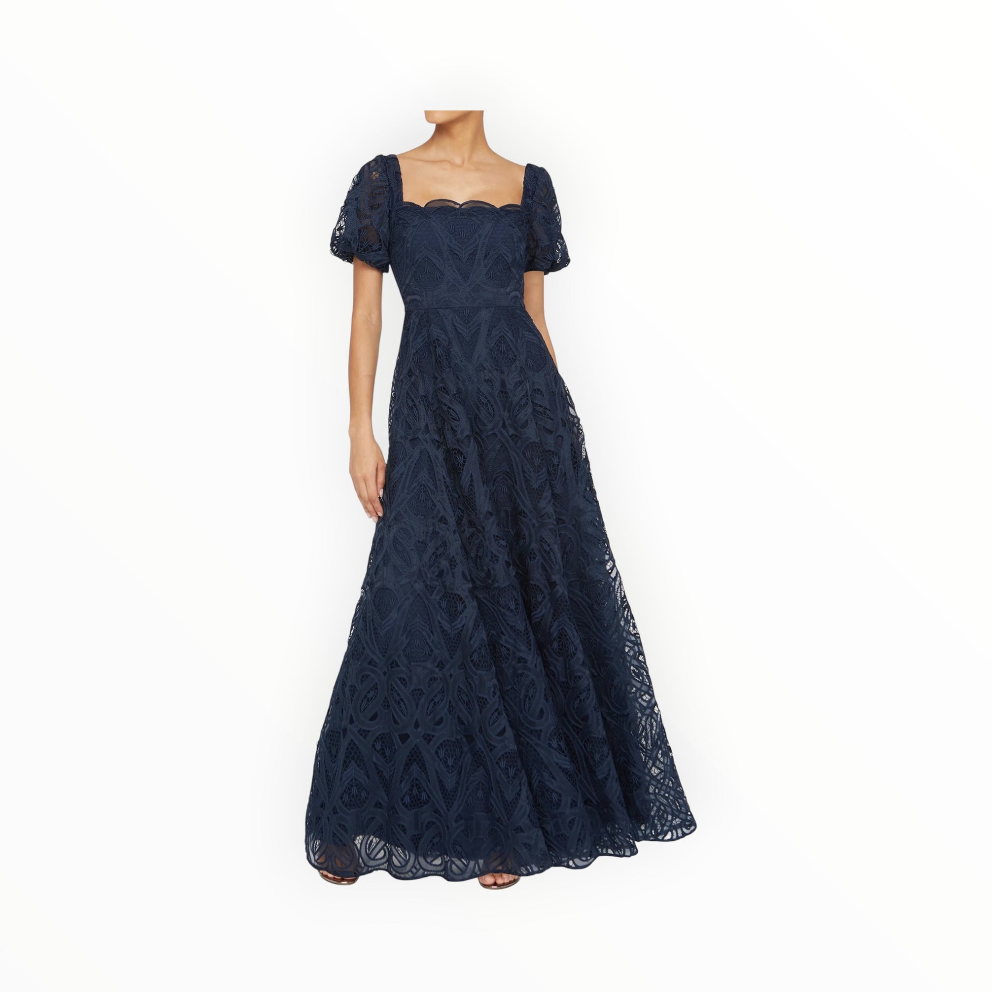 THEIA Dominique Puff Sleeve Gown - Odessey Grey