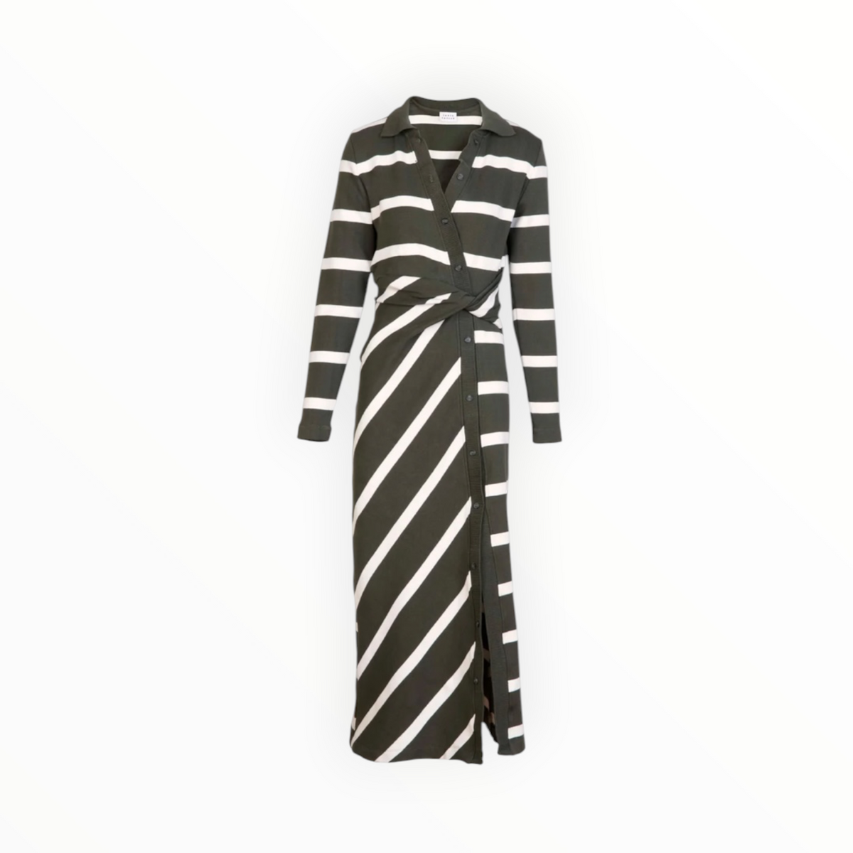 Tanya Taylor Ellicot Dress - Army/Chalk Stripe