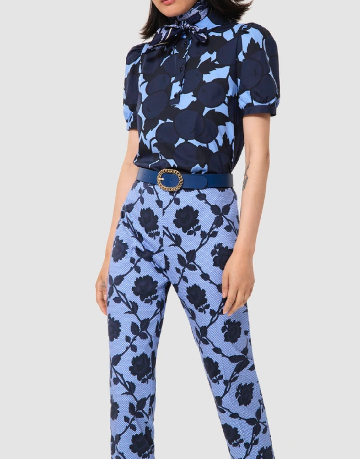 Tara Jarmon Pablo Blue Floral Print Pant