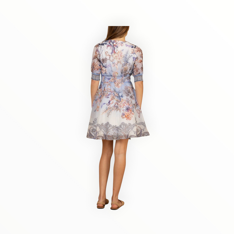 Hale Bob Kaeli Linen Organza Dress - Blue