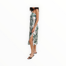 Bella Dahl Flowy Strapless Midi Dress - Palm Paradise Print