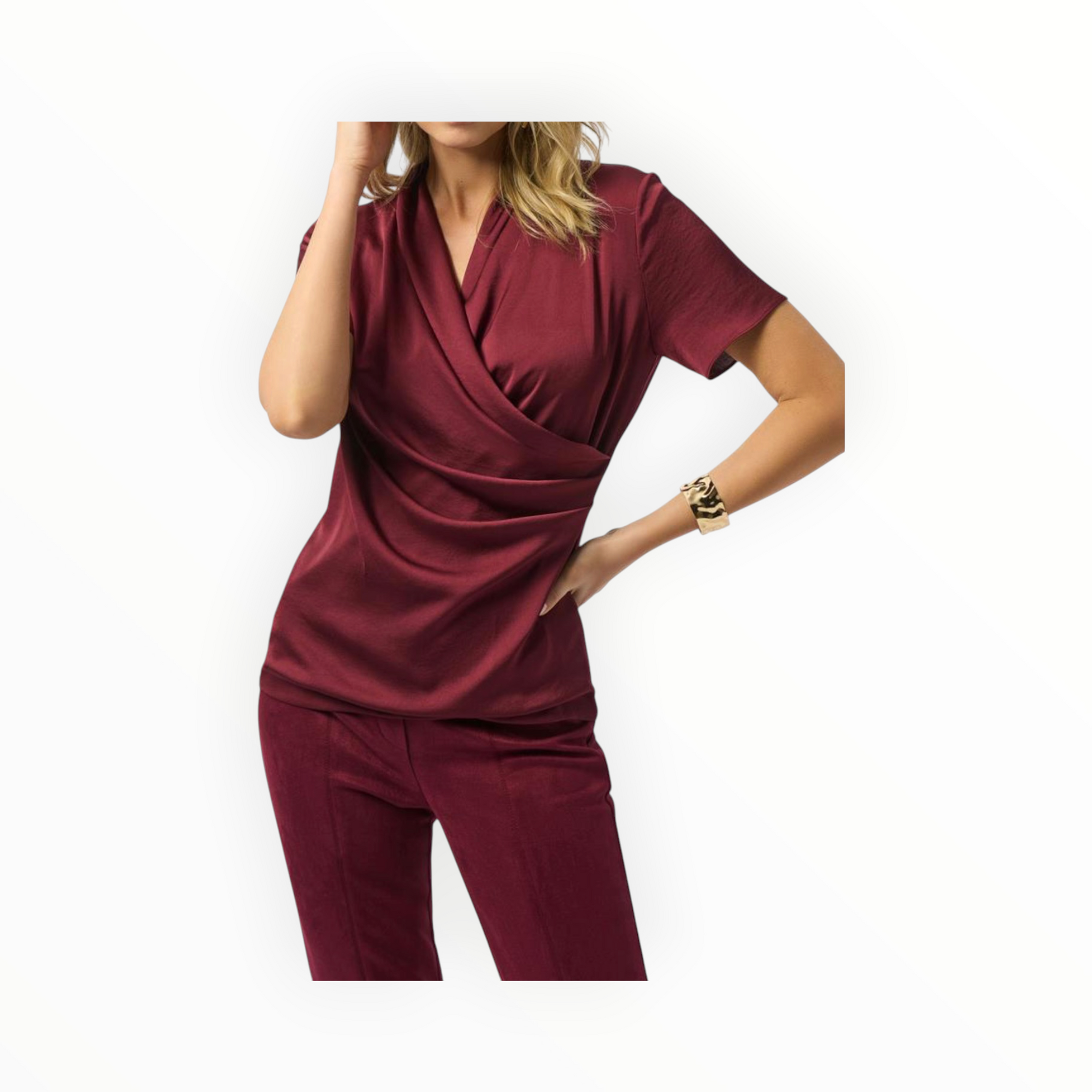 Joseph Ribkoff Satin Silky Knit Top - Merlot