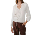 Bella Dahl Raglan Mixed Shirt - Ivory Stone