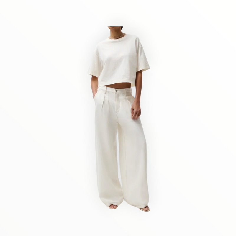 Pistola Delphine Pleated Denim Wide - Off White