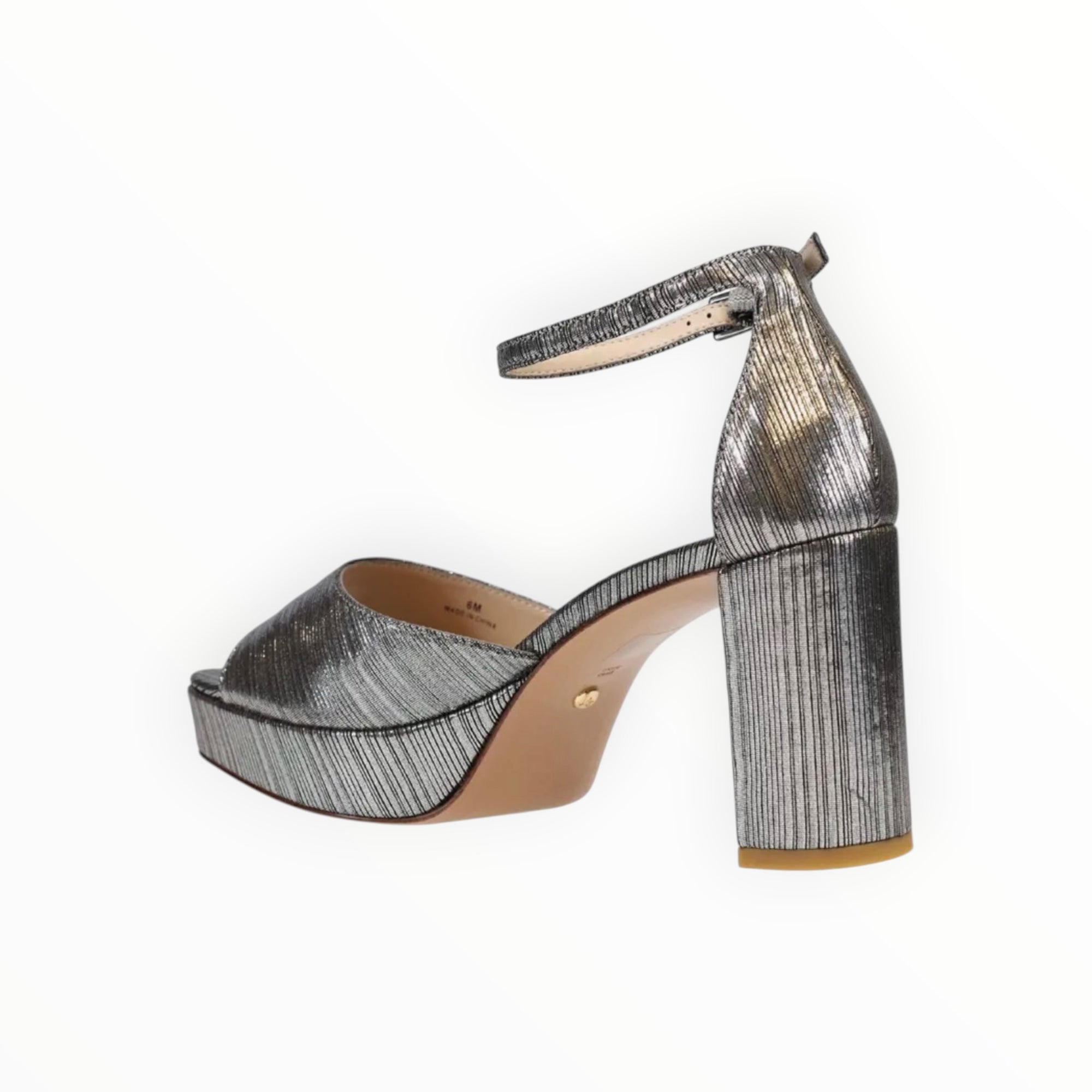 Pelle Moda Pearly Ankle Strap Platform Sandal - Pewter