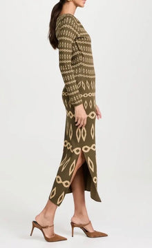 MISA Lainey Dress - Olive Geo Stripe