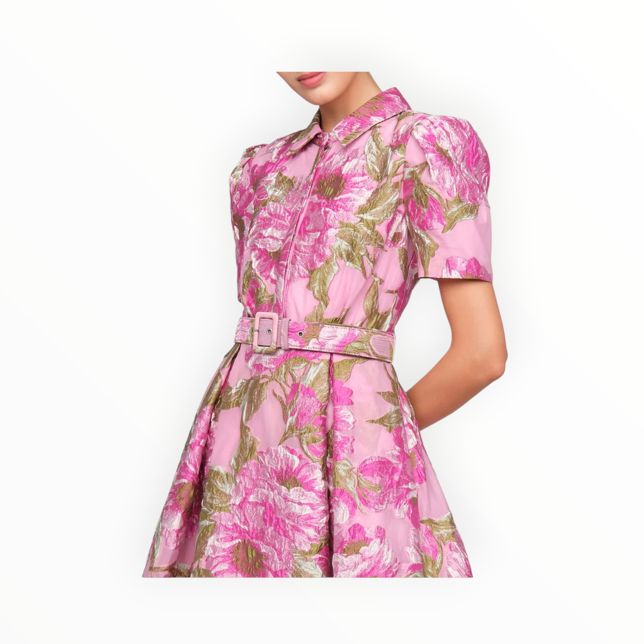 THEIA Abba Jacquard Gown - Opera Mauve/Meadow