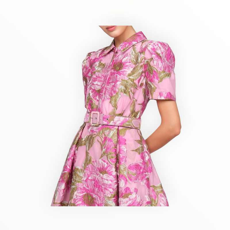 THEIA Abba Jacquard Gown - Opera Mauve/Meadow