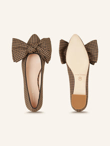 Loeffler Randall Noa Gingham Bow Flat - Brown/Black