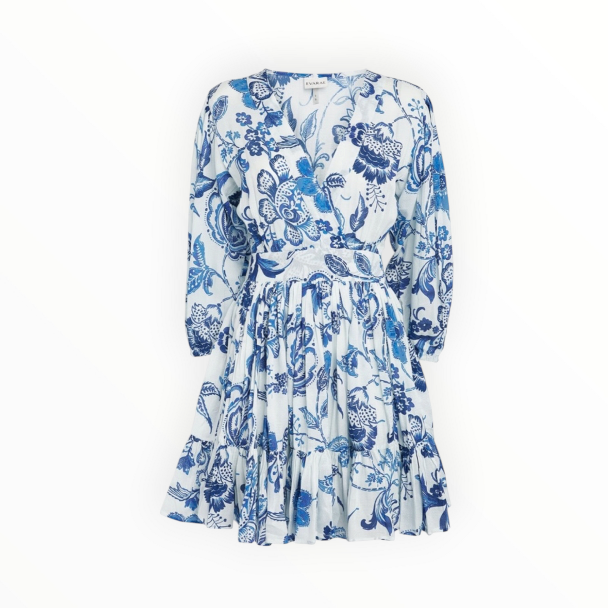 Evarae Arria Floral Mini Dress - Blue/White