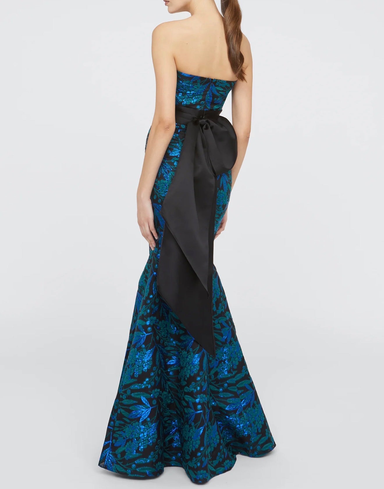 THEIA Fernanda Strapless Gown - Black/Emerald