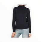Minnie Rose Supima Cotton Cashmere Long Sleeve Turtleneck - Black