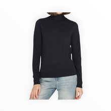 Minnie Rose Supima Cotton Cashmere Long Sleeve Turtleneck - Black
