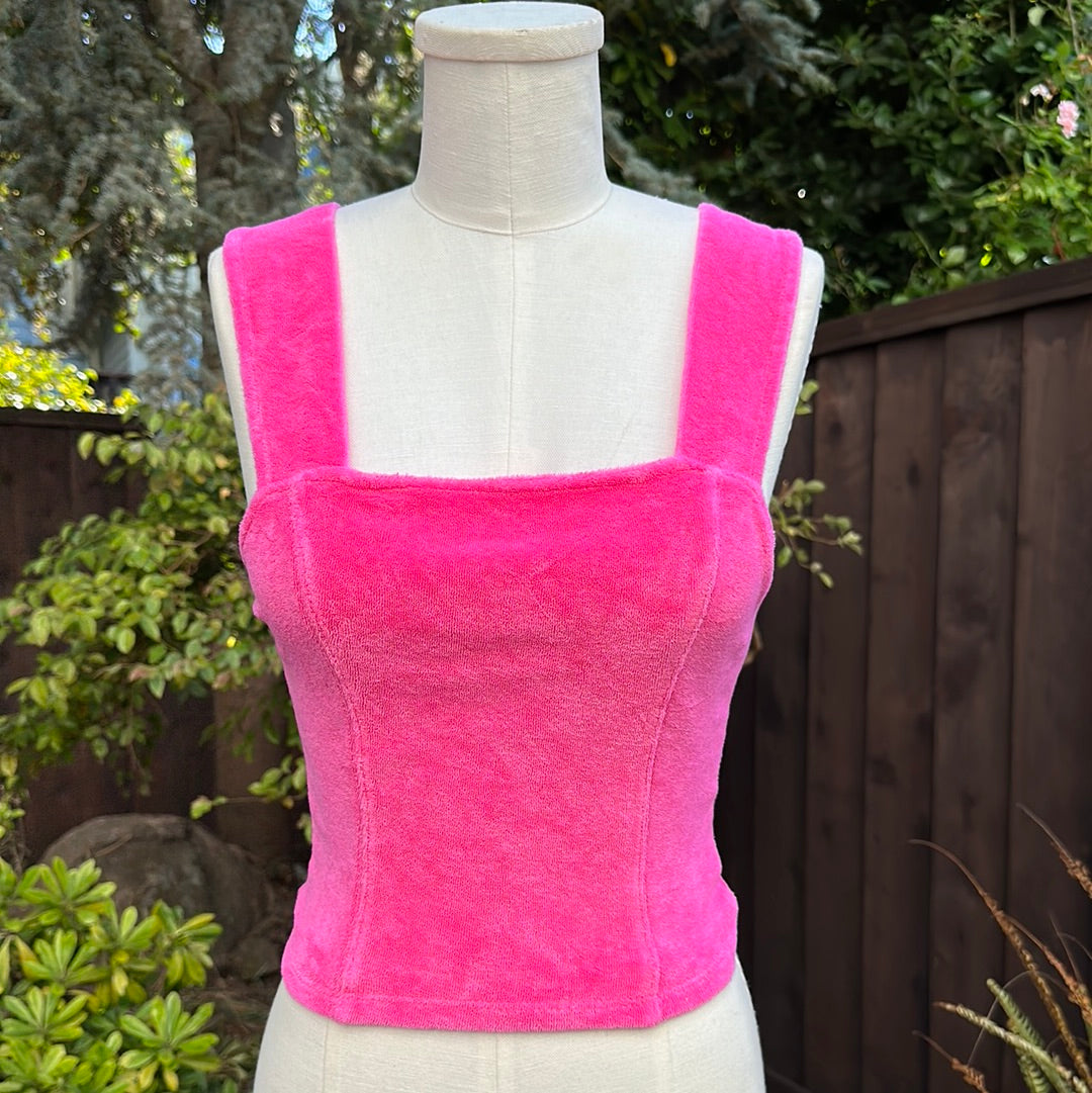 Monrow Terry Cloth Cropped Tank - Rose Bud