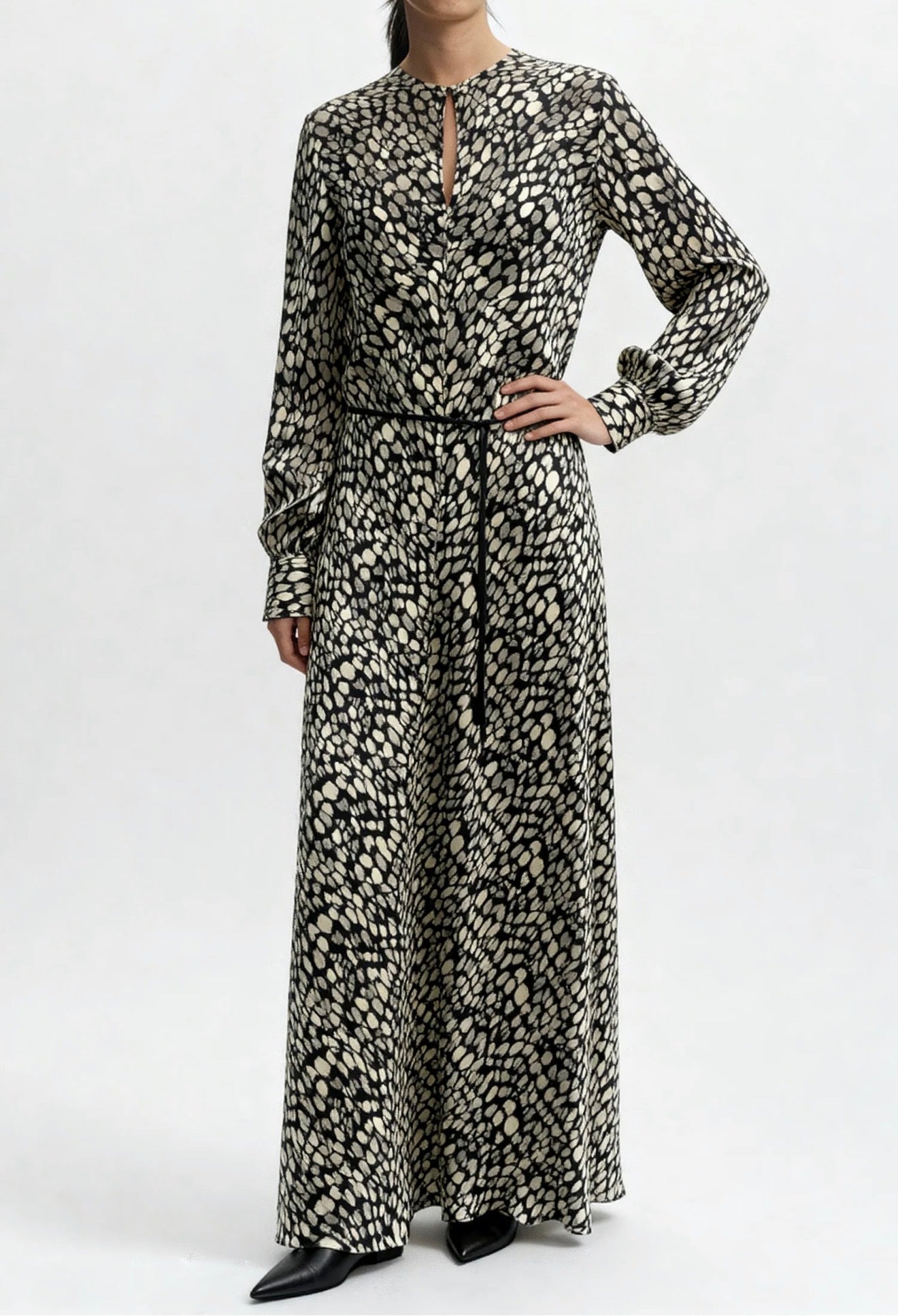 saint art Stefan Long Sleeve Dress - Black/White