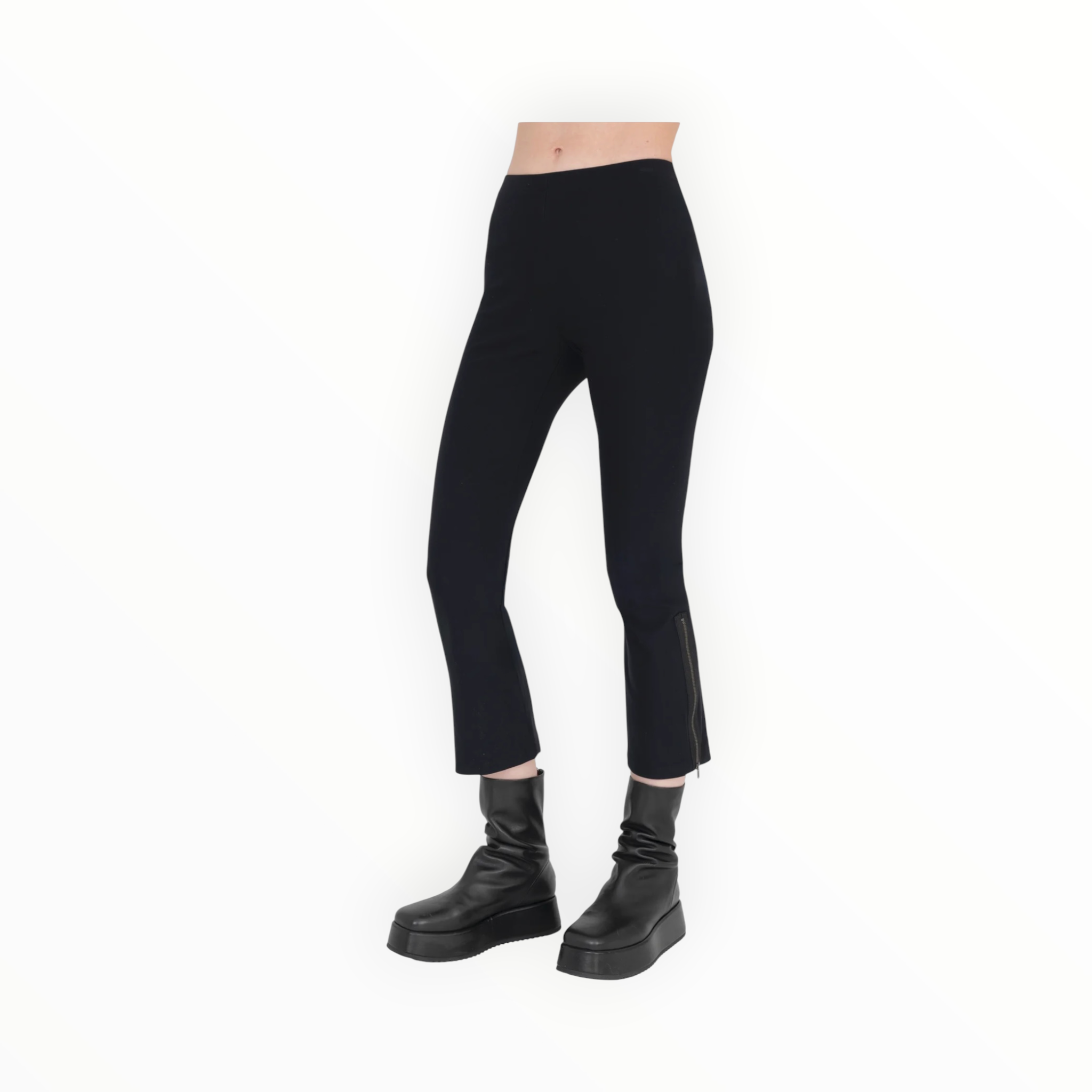 Elaine Kim Mitra Tech Stretch Cropped Side Zip Pant - Black