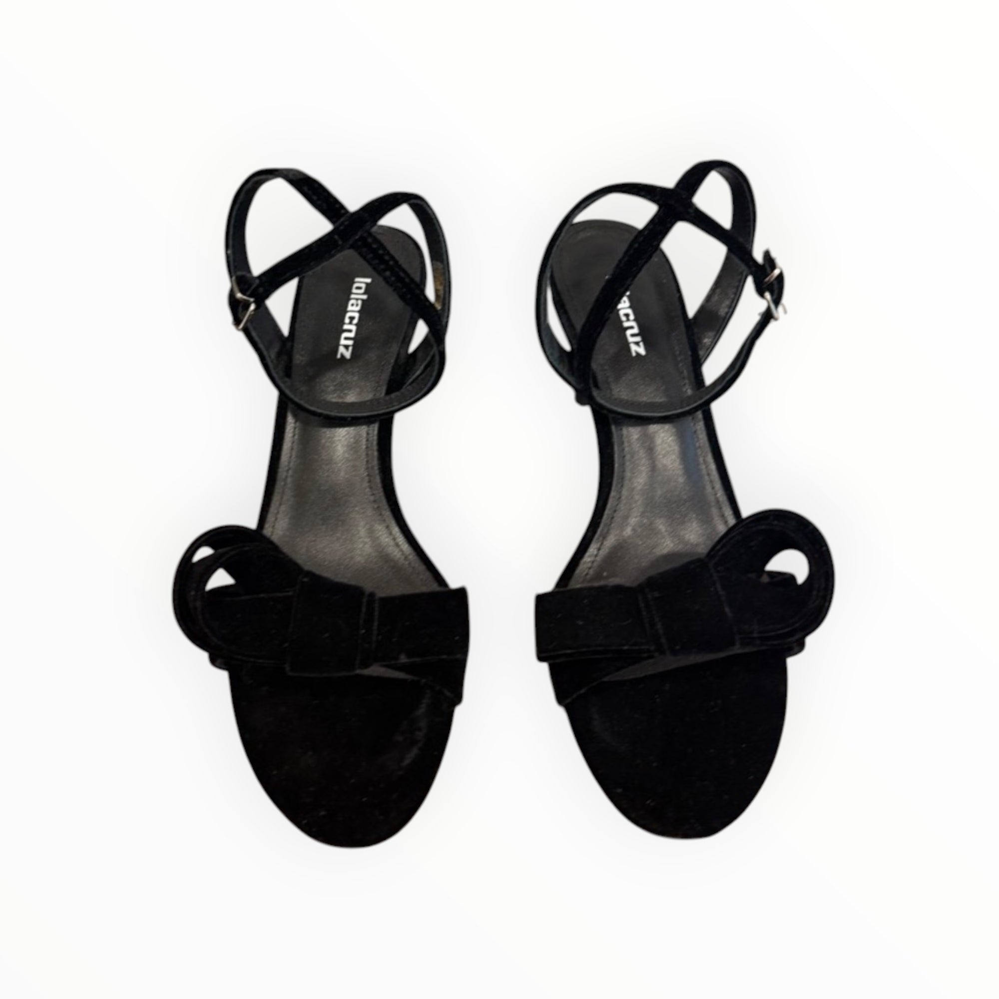 Lola Cruz Cynthia Velvet Heels 65 With Bow - Black