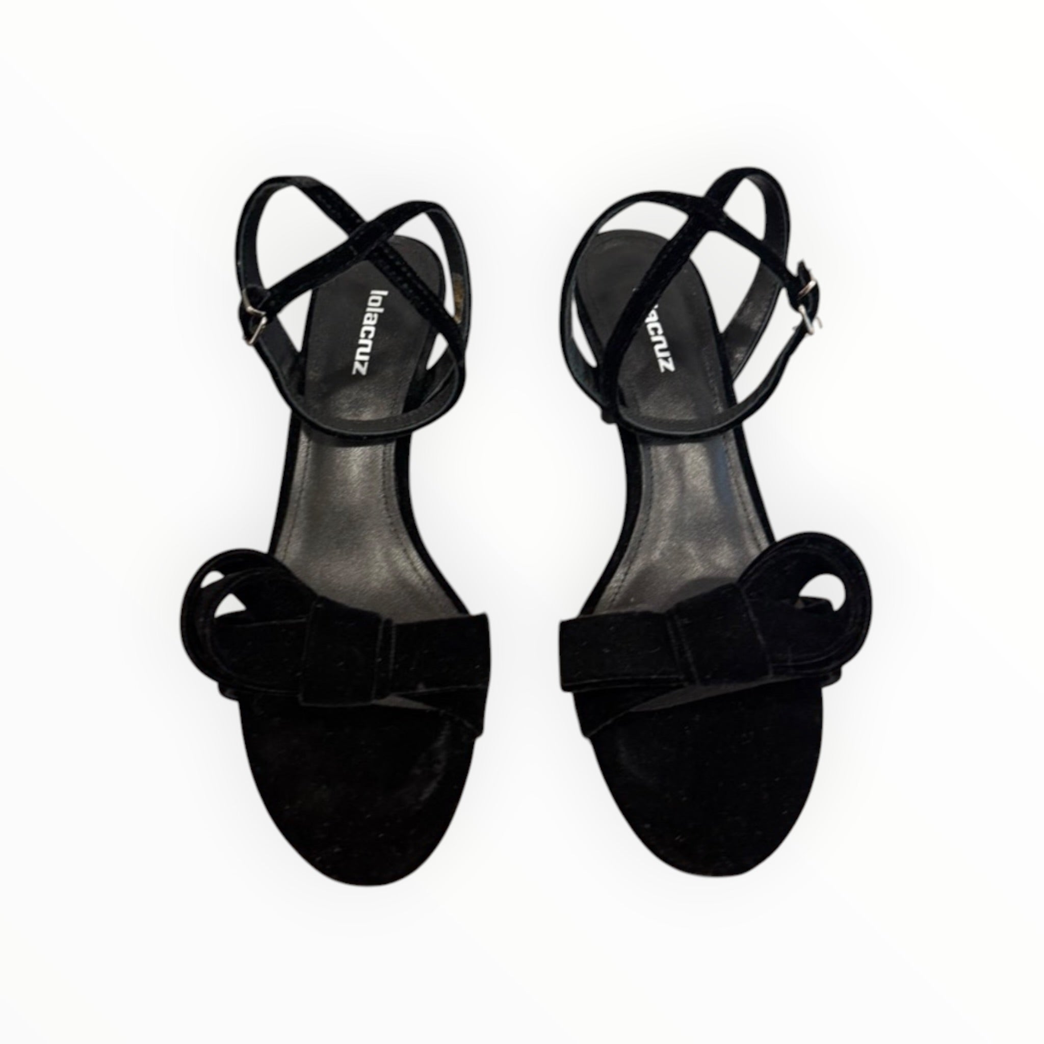 Lola Cruz Cynthia Velvet Heels 65 With Bow - Black