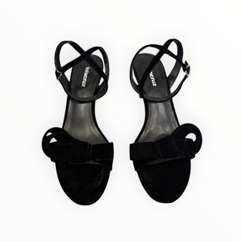 Lola Cruz Cynthia Velvet Heels 65 With Bow - Black