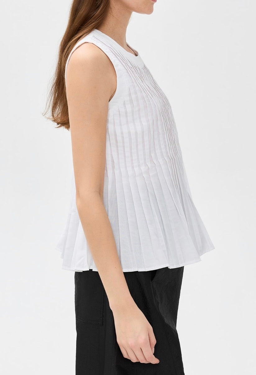 Meimeij Mini Pleats Sleeveless Top - Off White