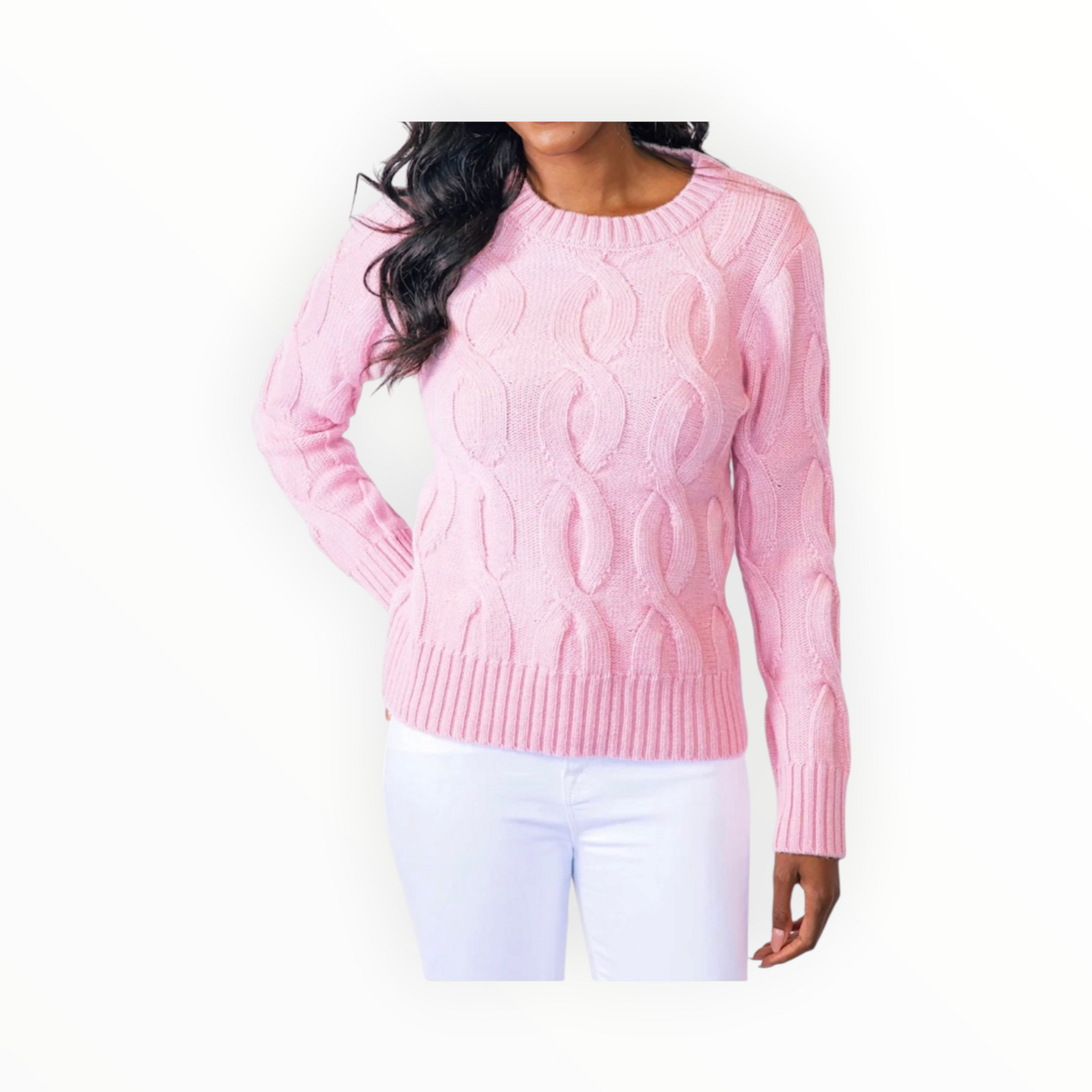 Sail To Sable Chunky Cable Knit Sweater - Blush