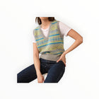 White + Warren Fairisle Cashmere Vest - Lime