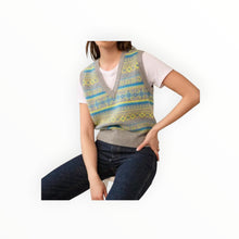 White + Warren Fairisle Cashmere Vest - Lime