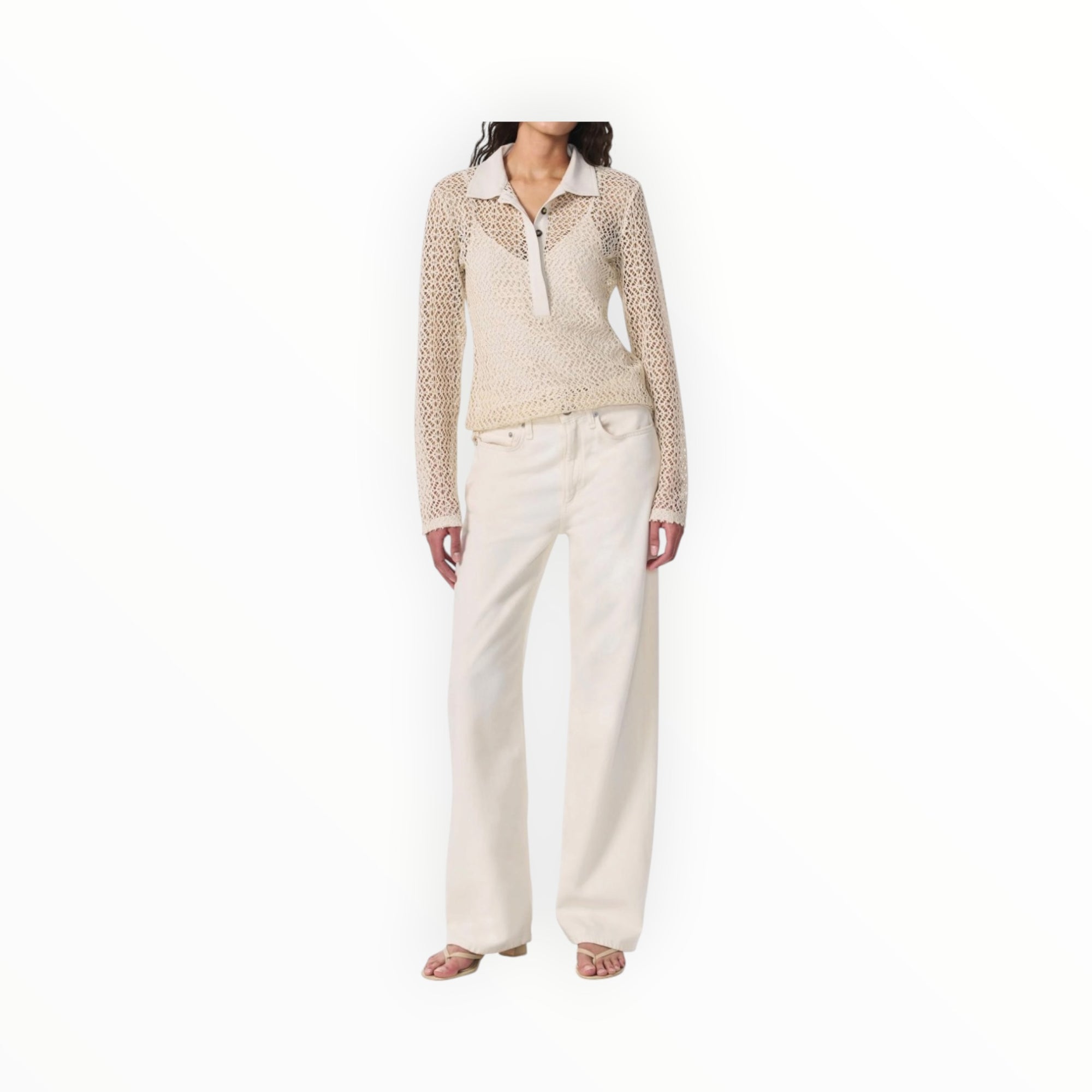 rag & bone Liv Mesh LS Polo - Turtle Dove