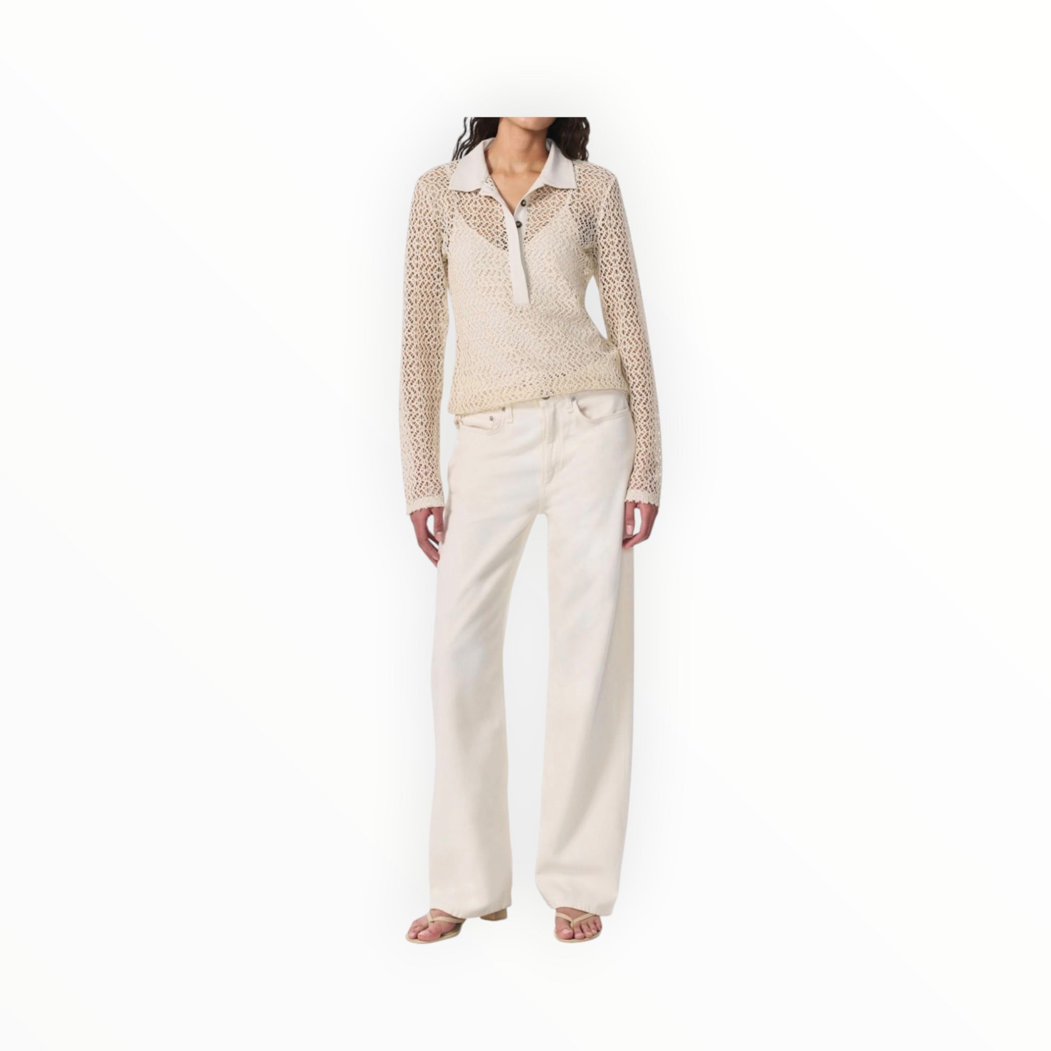 rag & bone Liv Mesh LS Polo - Turtle Dove