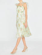 THEIA Betty Pleated Organza Dress - Petite Primrose
